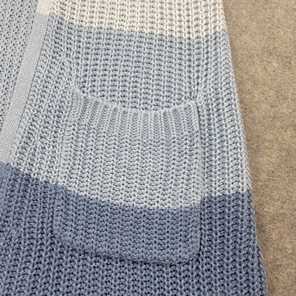 Pendleton Open Front Cardigan Women’s Petite Medium Ombre Blue Cream Knit - Picture 4 of 11